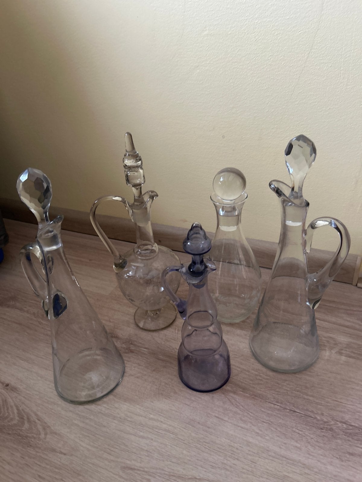 Set van 5 vintage glazen karafjes/flesjes, Antiek en Kunst, Ophalen