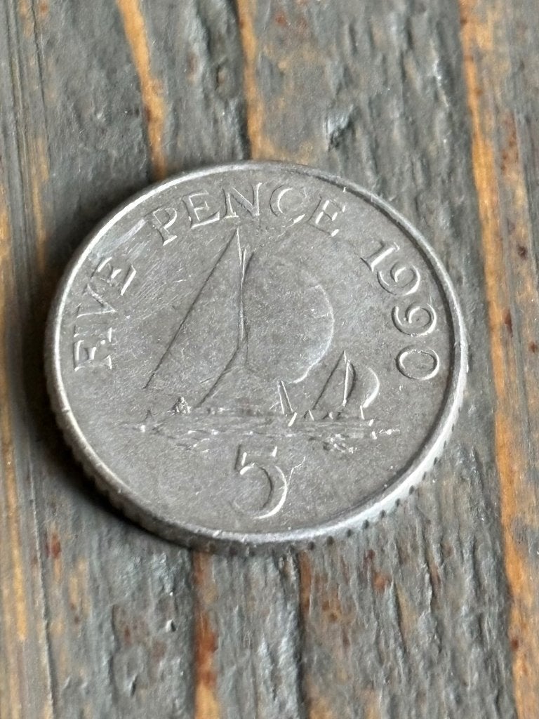 5 Pence 1990 Guernsey, Verzenden, Overige landen, Losse munt