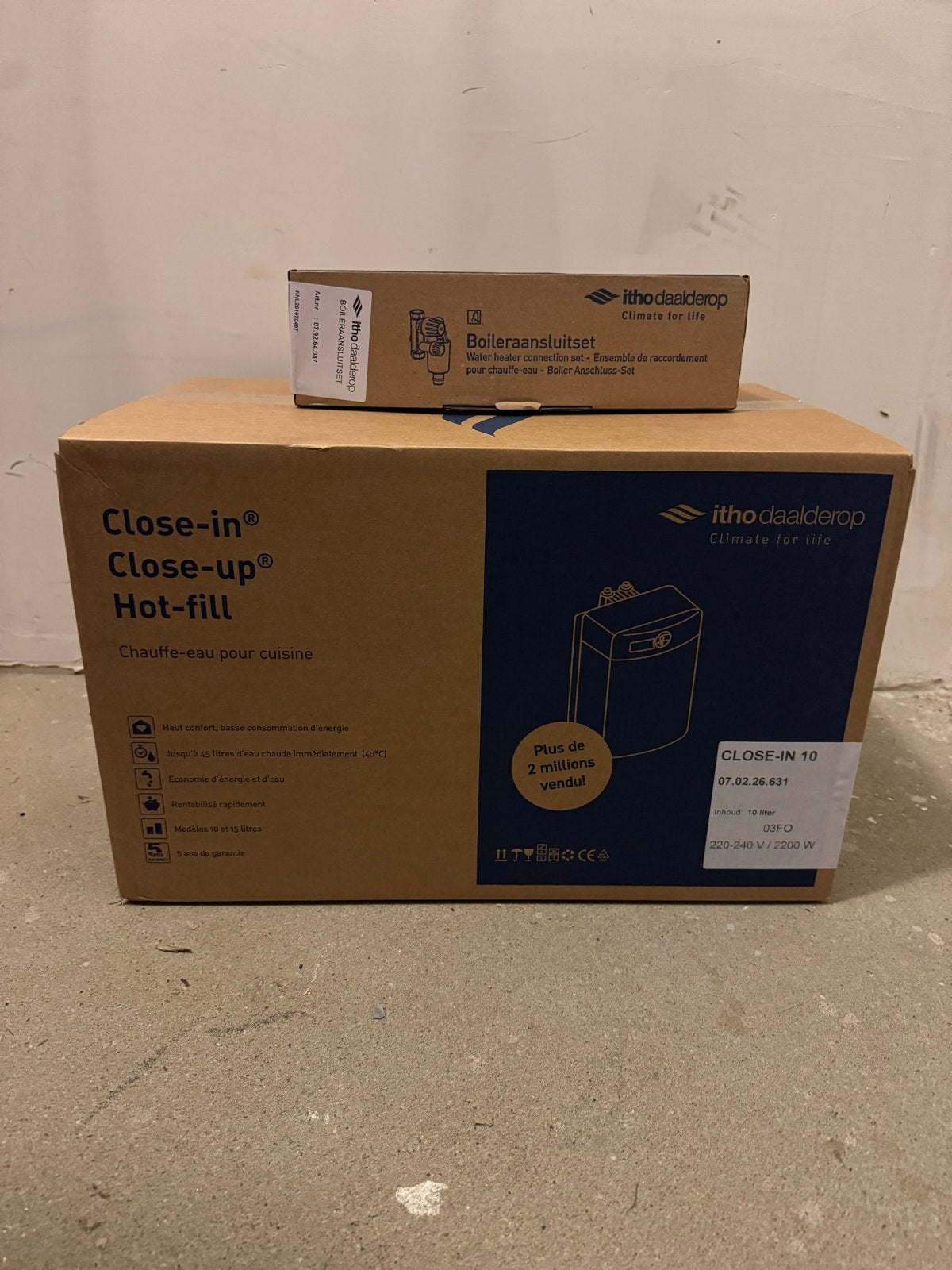 Itho Daalderop Close-in 10 keukenboiler + aansluitset, Ophalen of Verzenden, Nieuw