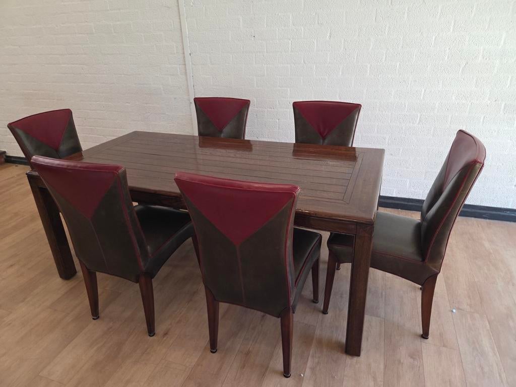 Luxe bruine grote eettafel, 100 tot 150 cm, Ophalen of Verzenden, Zo goed als nieuw, Vijf personen of meer