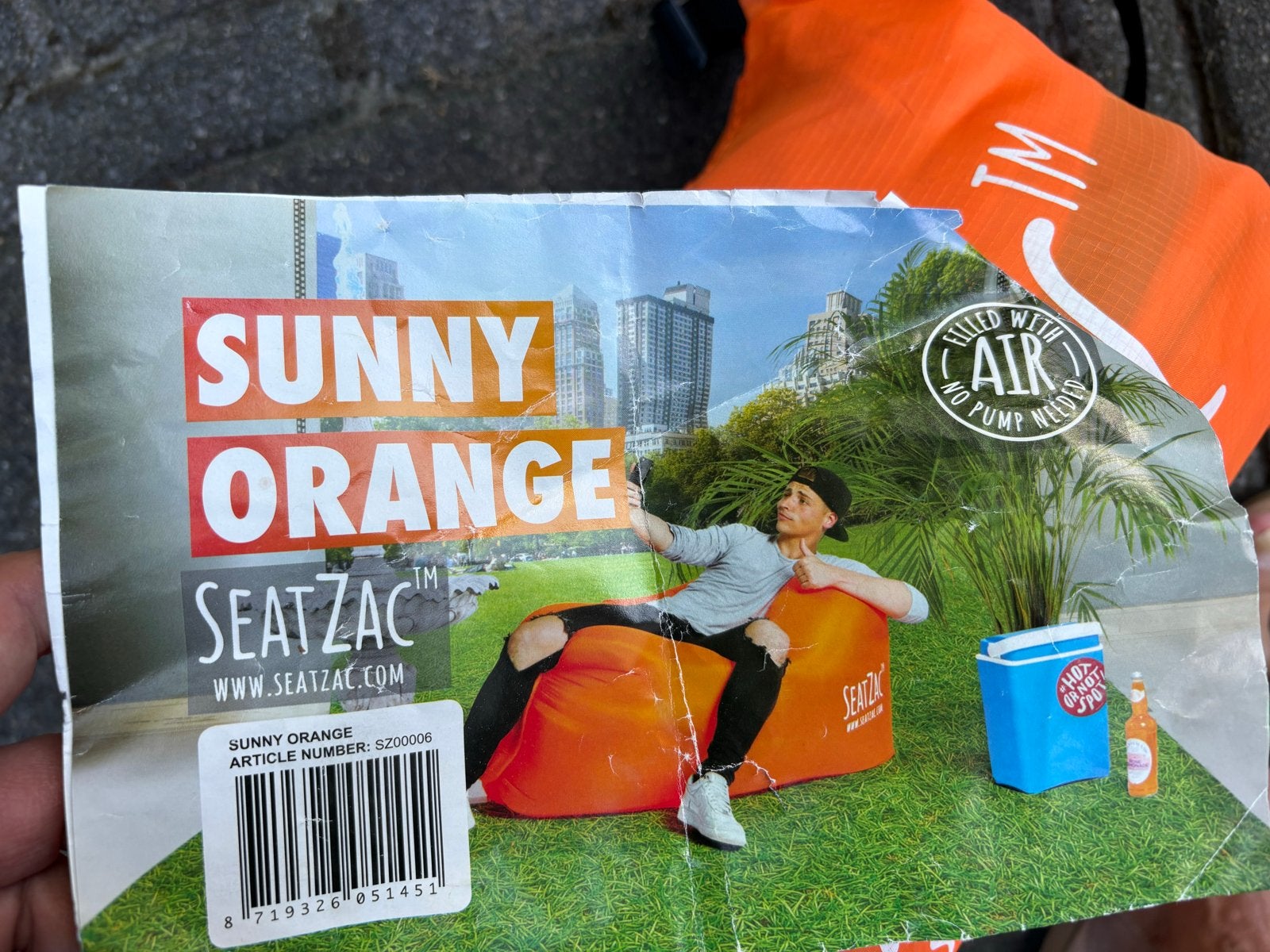 SeatZac Sunny Orange opblaasbare loungebank, Ophalen of Verzenden, Nieuw