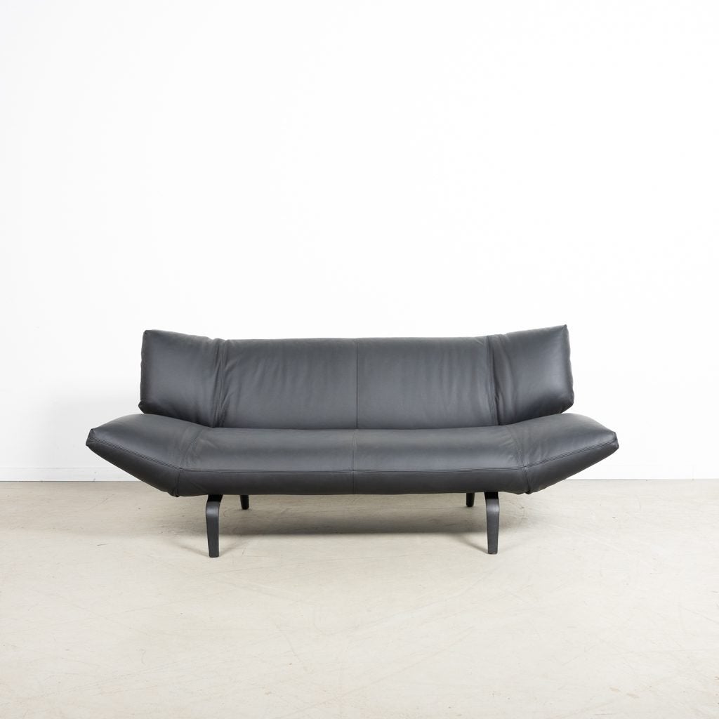Leolux Devon Bank 2-Zits Zwart Leer, Huis en Inrichting, Niet ingevuld, Zo goed als nieuw, Niet ingevuld, Niet ingevuld
