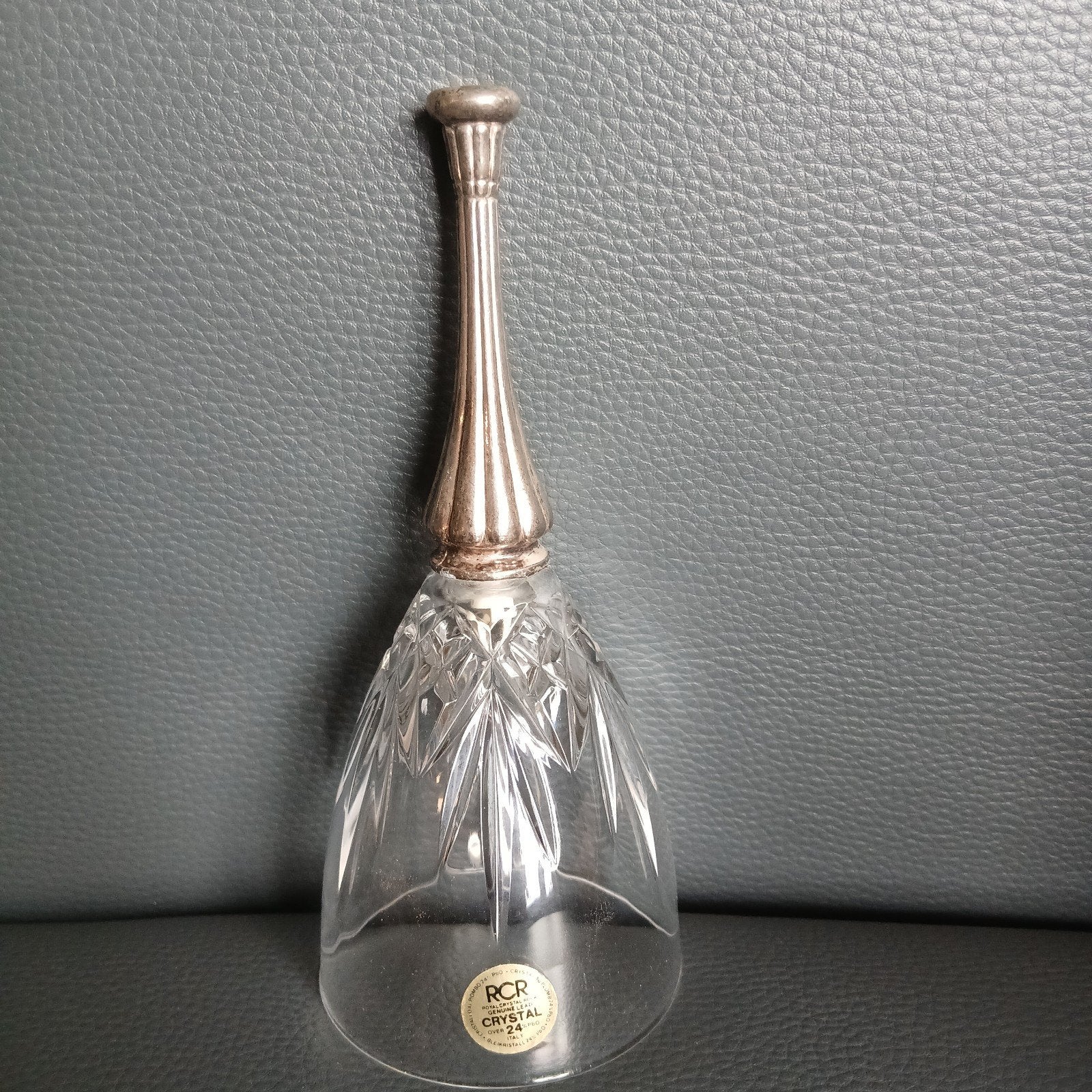 glazen kristallen tafelbel met metalen handvat, Ophalen of Verzenden
