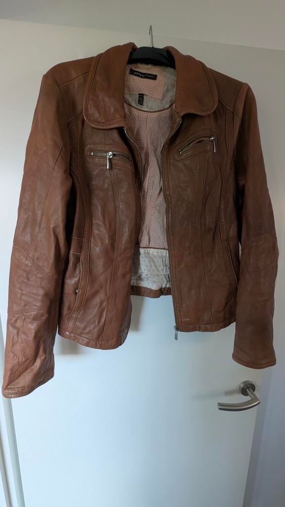 Arma bruin leren dames jasje maat 44, Bruin, Arma, Maat 42/44 (L), Ophalen of Verzenden
