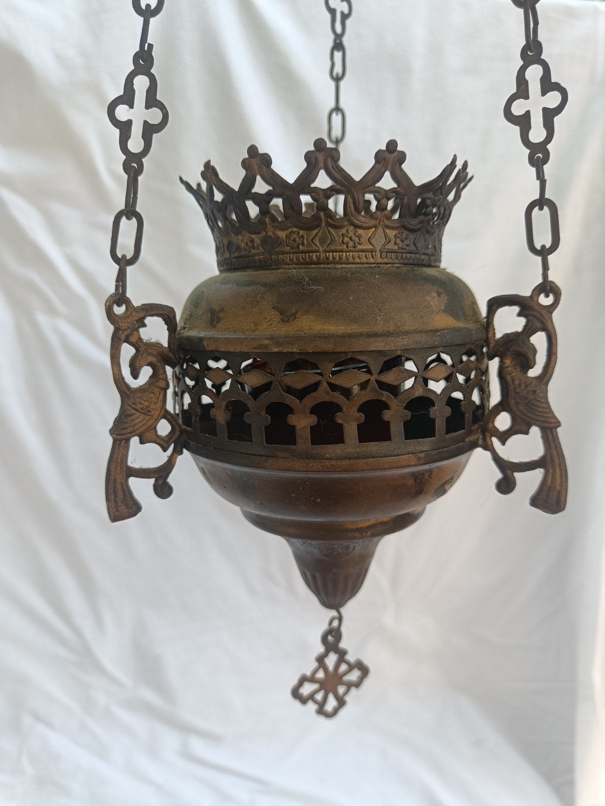 Antieke koperen wierookbrander met kettingen, Antiek en Kunst, Ophalen of Verzenden