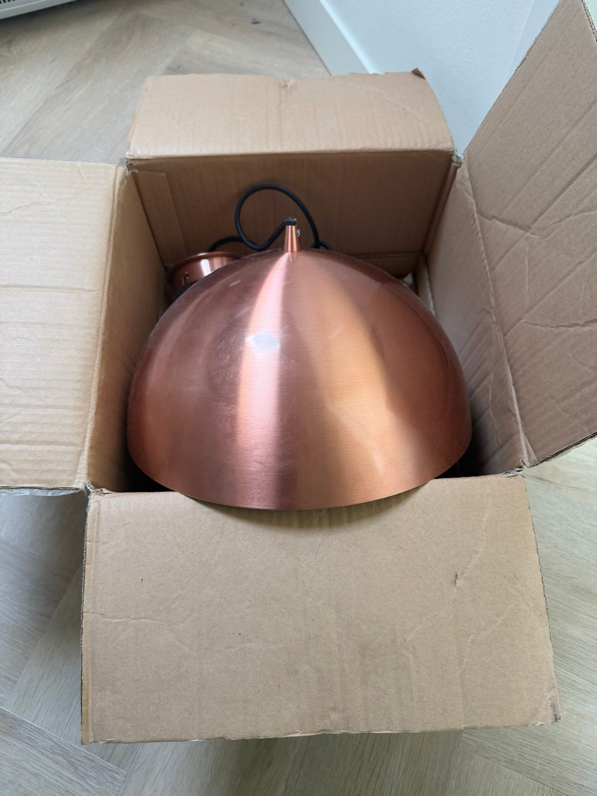 Koperen hanglamp - Nieuw in doos, Ophalen, Nieuw, Metaal, E27 (groot)