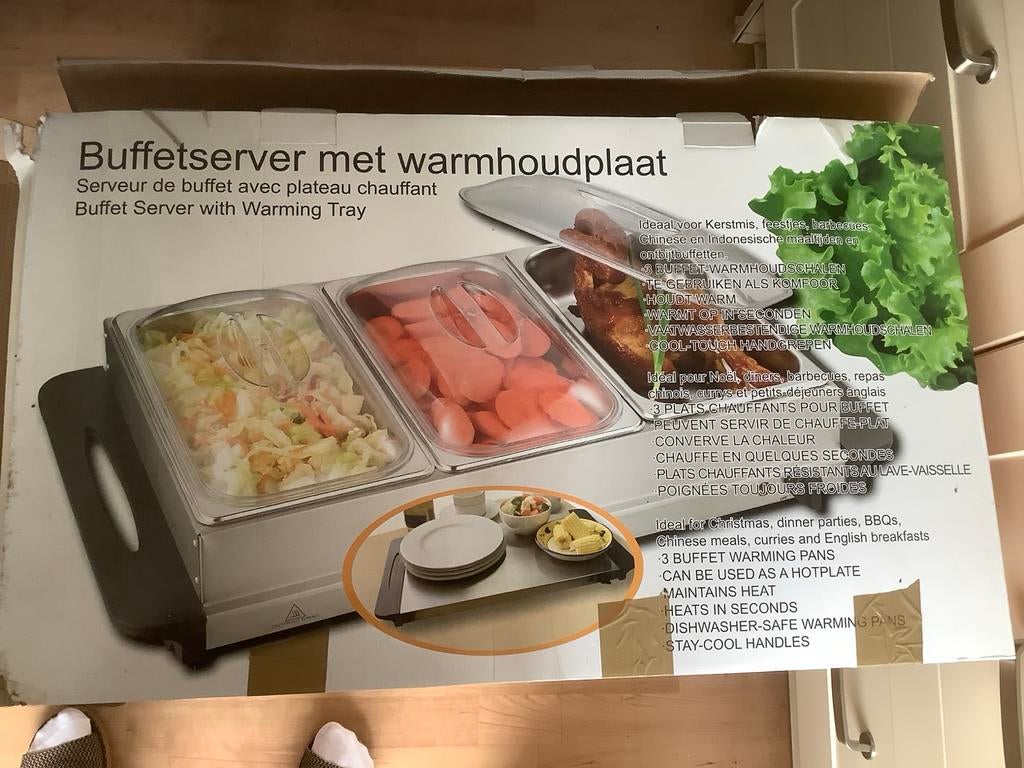 Buffetserver met warmhoudplaat - Ideaal voor feesten, Ophalen, Zo goed als nieuw