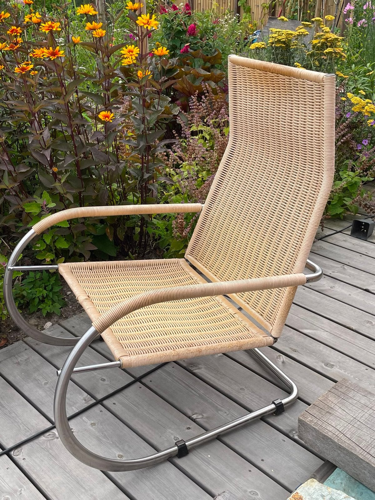 Tecta D35-1i   Bauhaus fauteuil van riet en chroom, Ophalen, Overige kleuren, Riet of Rotan, Zo goed als nieuw