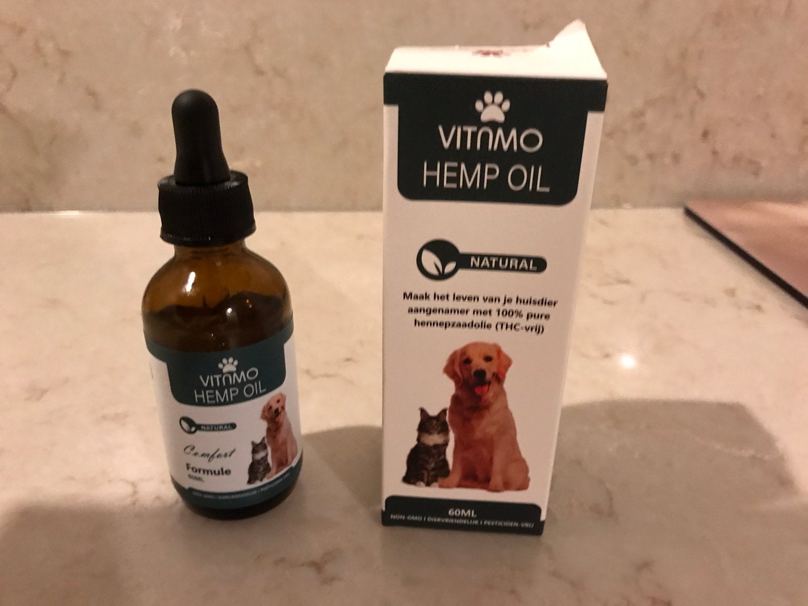 Vitamo hemp oil hennep olie zonder thc voor honden en katten, Dieren en Toebehoren, Ophalen of Verzenden, Zo goed als nieuw