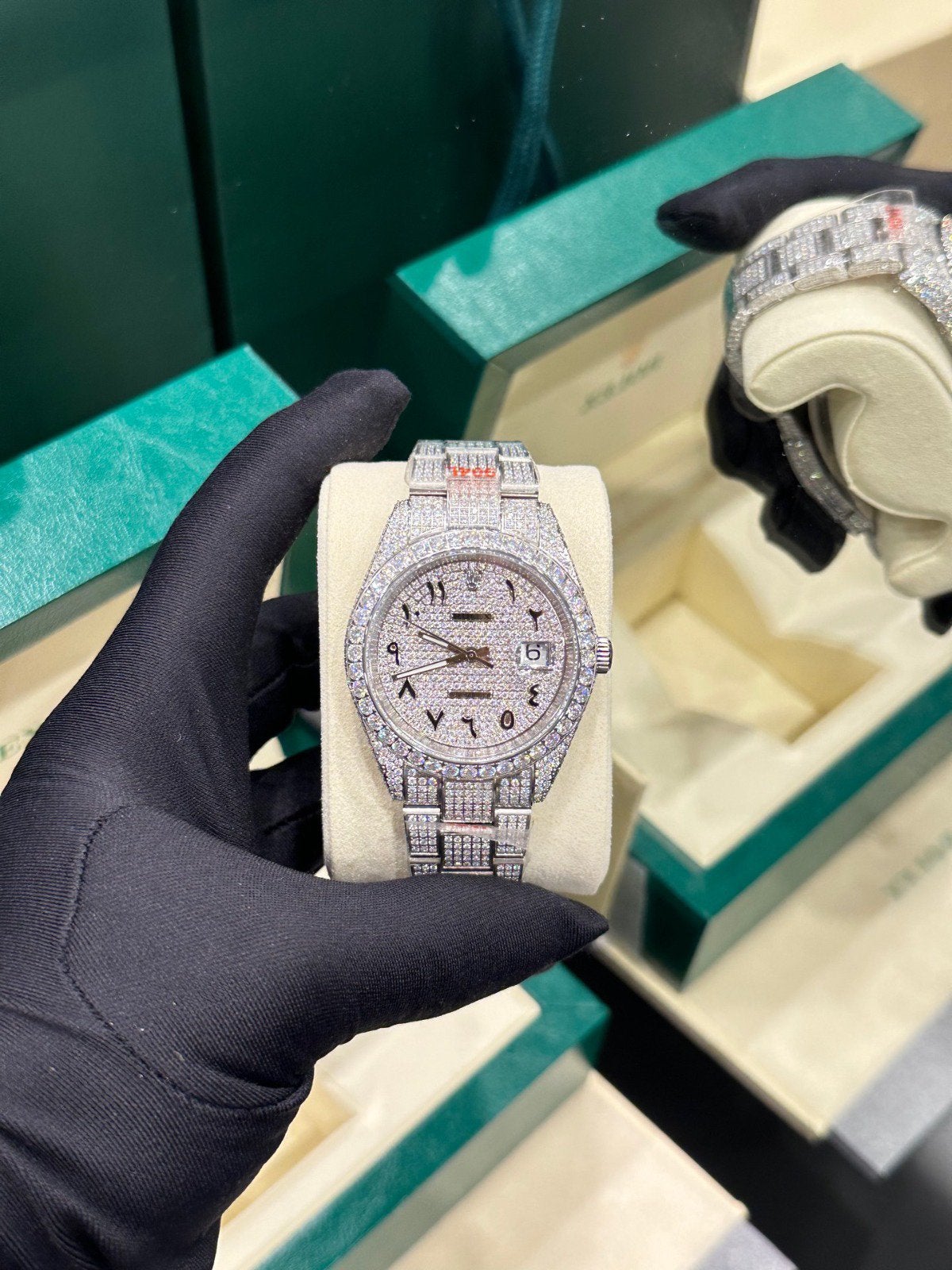 Rolex datejust iced out moissanite, Sieraden, Tassen en Uiterlijk, Horloges | Heren, Polshorloge, Overige materialen, Nieuw, Ophalen of Verzenden
