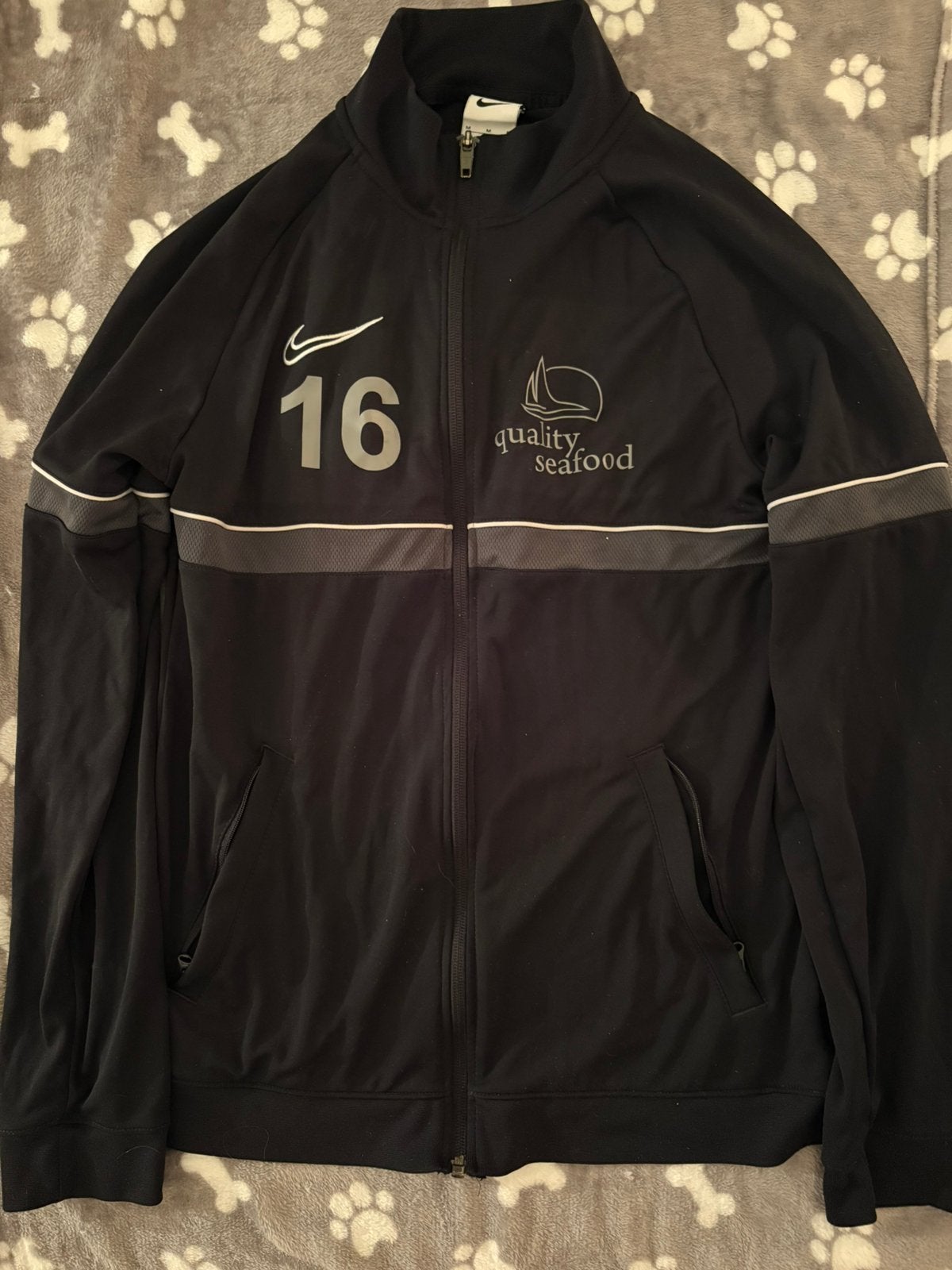 Originele Nike teamtrainingsjas Hout&Ambacht/Quality Seafood, Kleding | Heren, Sportkleding, Maat 48/50 (M), Zwart, Ophalen of Verzenden
