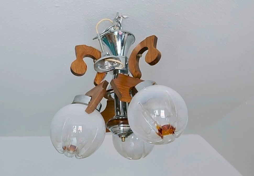 Italiaanse design hanglamp Mazzega – Murano glas - jaren 70, Ophalen of Verzenden, Gebruikt, Glas, Vintage, jaren 70, Italiaans design, mid-century