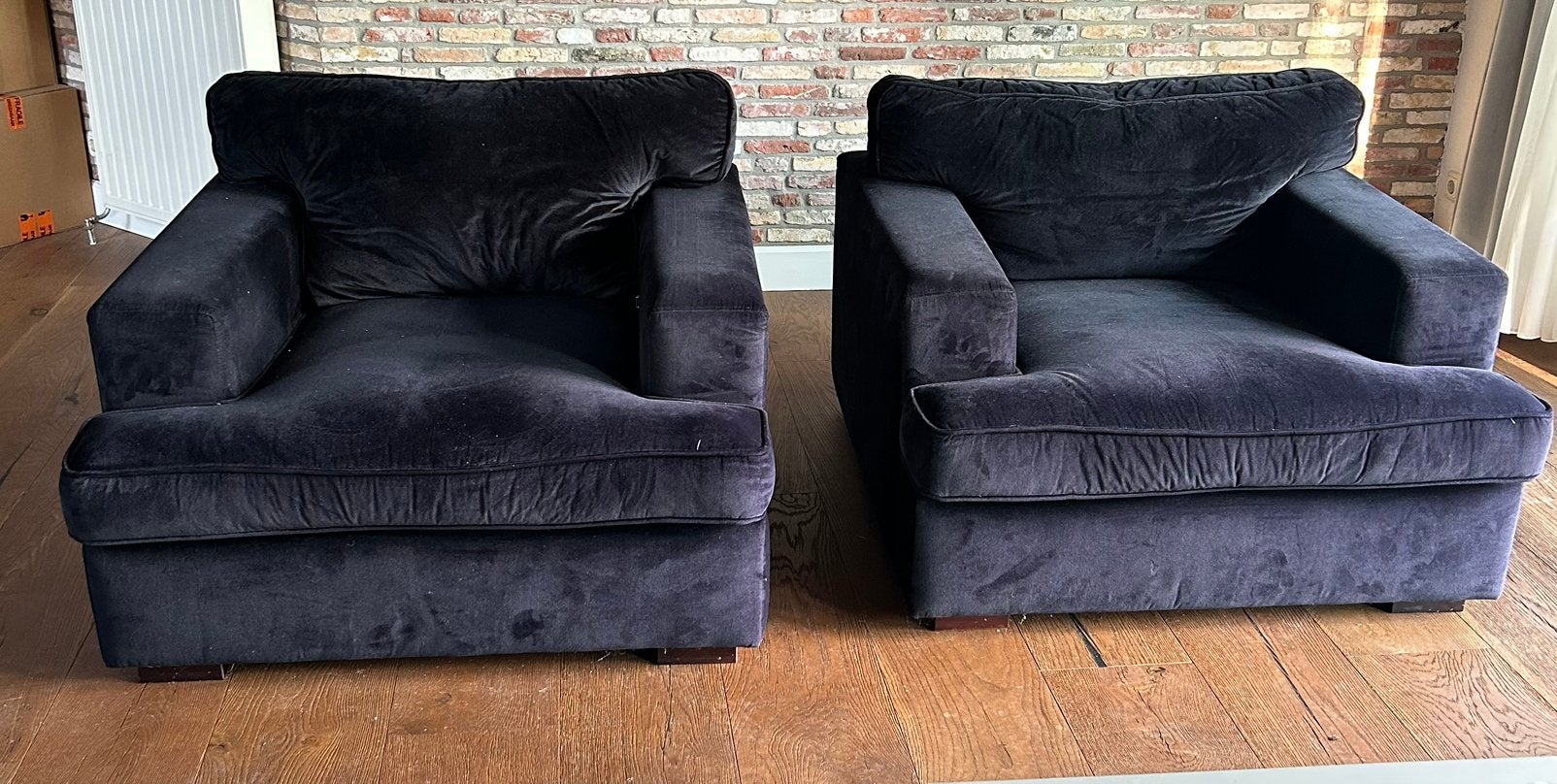 2 zeer nette fauteuils zwart velvet, Ophalen, Gebruikt, 100 tot 125 cm, Stof
