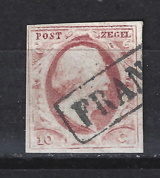 Nederland 2 geb Willem III 1852 ; 1e postzegel van Nederland, Ophalen of Verzenden, T/m 1940, Gestempeld