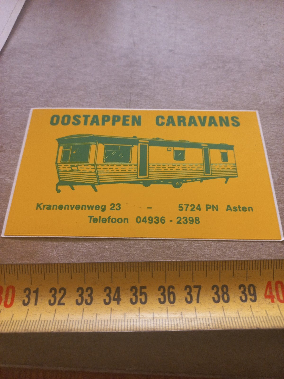 Vintage Oostappen Caravans Reclame Sticker, Verzamelen, Ophalen of Verzenden