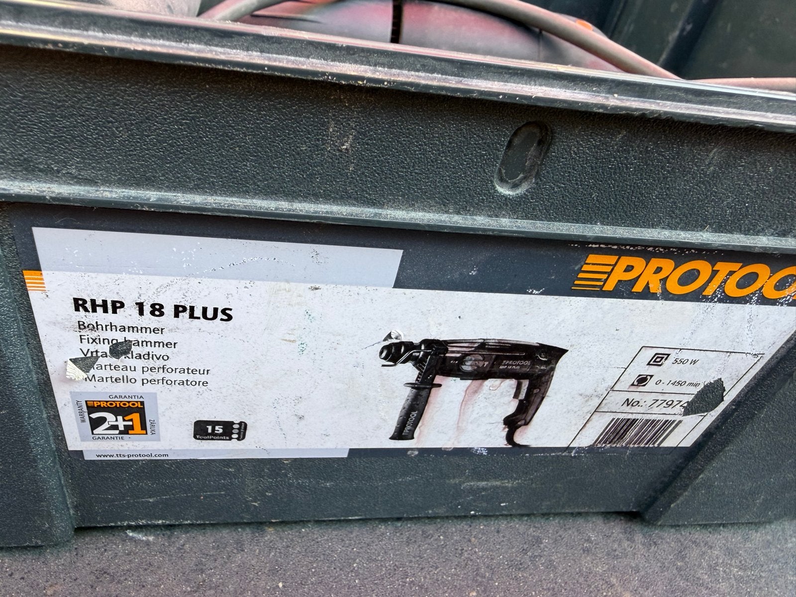 Protool RHP 18 Plus Boorhamer - 550W, Ophalen, Gebruikt, Boor- en/of Breekhamer, Klopboormechanisme