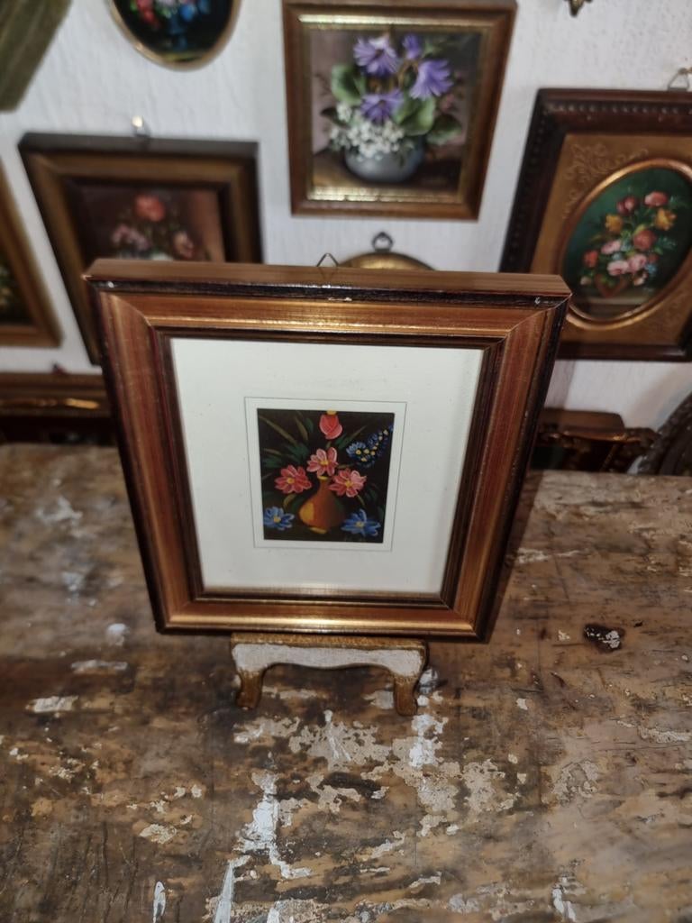 Olieverf schilderij bloemen stilleven J28, Antiek en Kunst, Curiosa en Brocante, Ophalen of Verzenden