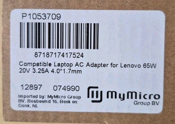 Compatibele Laptop AC Adapter voor Lenovo 65W, Computers en Software, Laptop-opladers, Ophalen of Verzenden, Nieuw, MyMicro Group (compatibel met Lenovo)