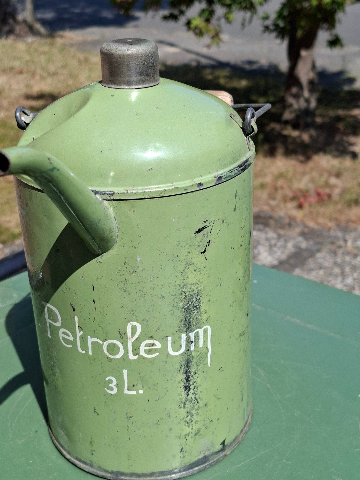 Antieke Petroleum Kan 3L - Groen, Antiek en Kunst, Ophalen