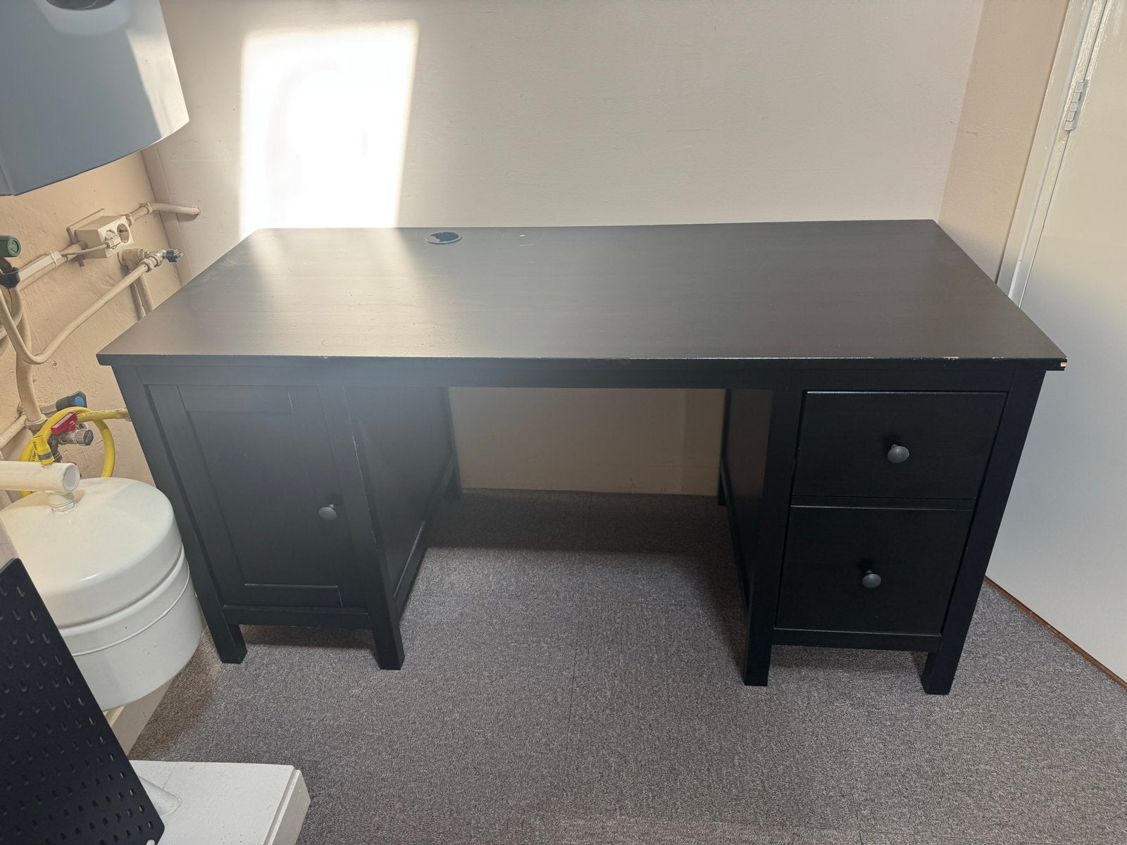 Zwart bureau met lades en kast - Gebruikt, Ophalen, Zwart, Gebruikt, Met lades