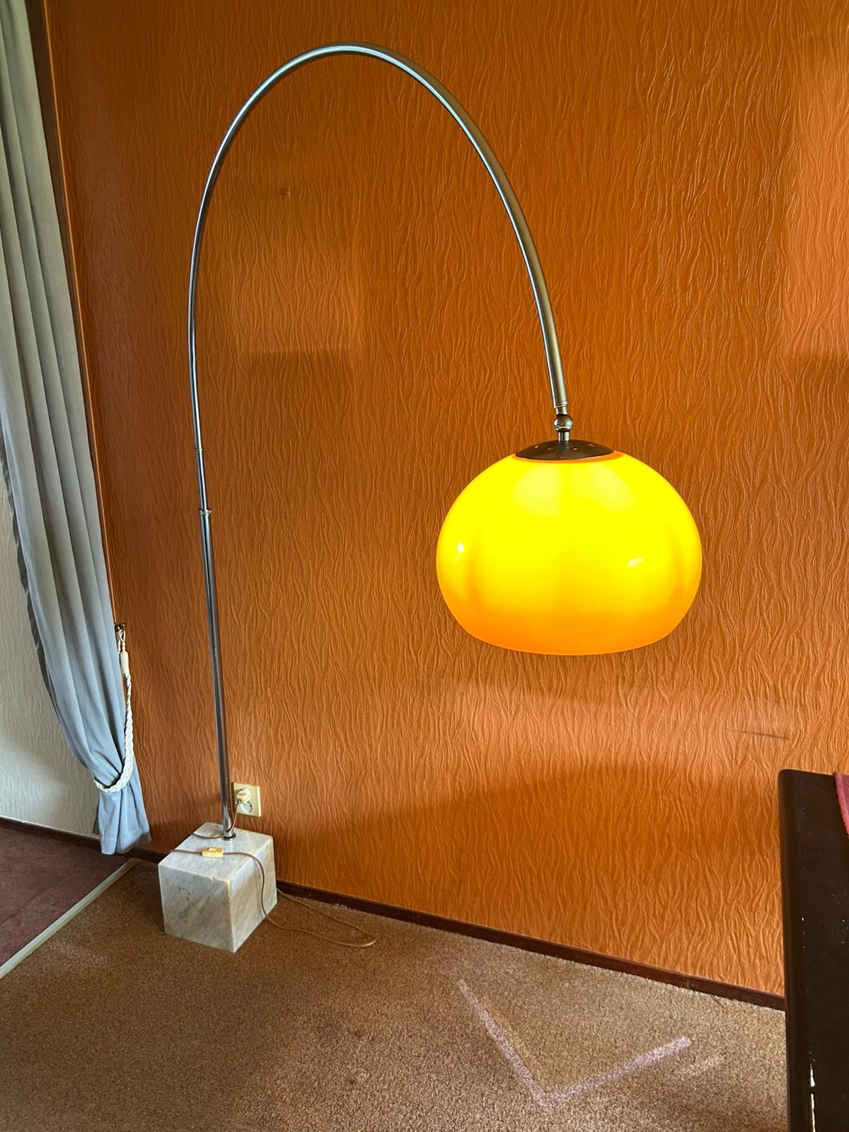 MIDCENTURY DESIGN ARC FLOOR LAMP BOOGLAMP HARVEY GUZZINI, Ophalen, Zo goed als nieuw, Metaal, 75 cm of meer