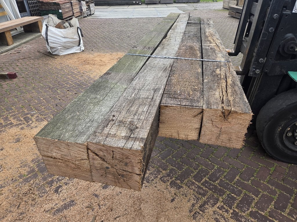Rustieke gebruikte hardhouten palen 20x20 cm - nr: HB74, Tuin en Terras, Ophalen, Gebruikt, Palen, Hardhout