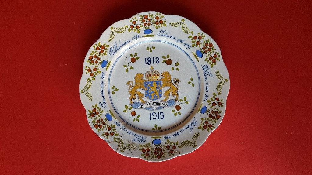 100 jaar Koninkrijk Plateel Zuid Holland Gouda 25cm*, Ophalen of Verzenden