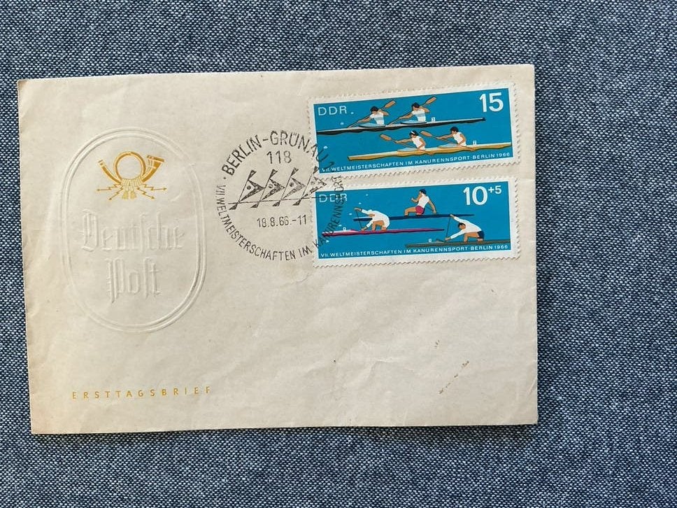 Du 2 duitsland roeien, Postzegels en Munten, Verzenden, DDR, Gestempeld