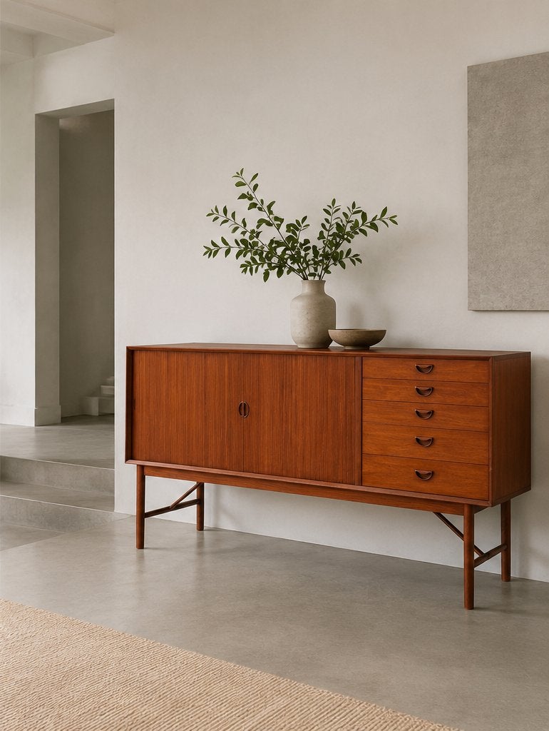 Zeldzaam vintage design dressoir Peter Hvidt jaren '60 '70, Verzenden, Gebruikt, 25 tot 50 cm, 150 tot 200 cm