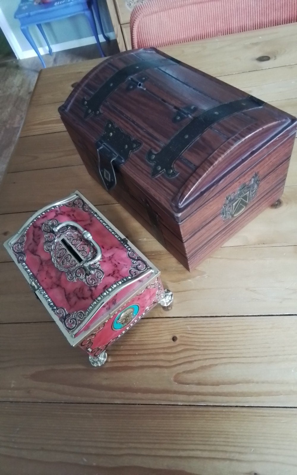 💐2 VINTAGE BLIKKEN -SCHATKISTJES, Verzamelen, Ophalen of Verzenden, Gebruikt, Overige