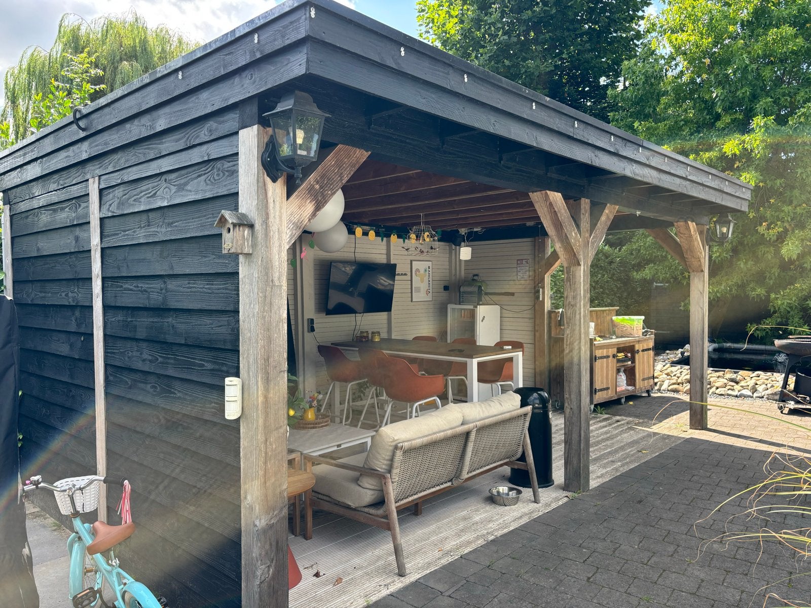 Douglas Tuinoverkapping 7x4m met houten vloer, Ophalen, Gebruikt, Veranda