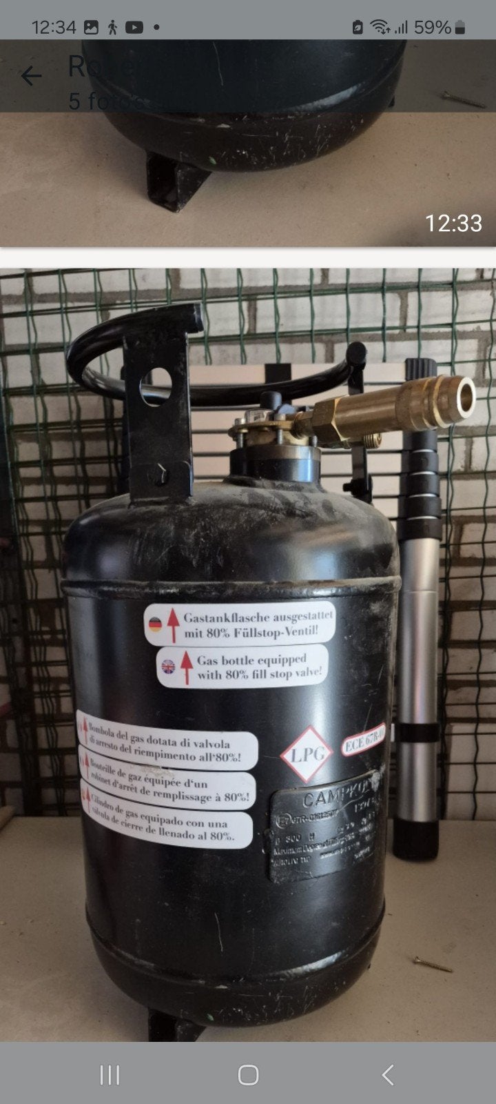 LPG propaan/butaan gasfles voor camper, caravan, camping, Ophalen