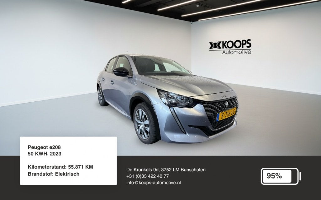 Peugeot e208 50 kWh SOH 95% | Carplay | Lane Assist | Cruise, Auto's, Gebruikt, Zwart, Met garantie (alle), Origineel Nederlands