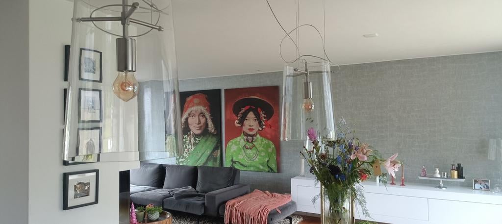 Prandina Sera hanglampen (2 stuks) - Tijdloos design, Ophalen of Verzenden, Zo goed als nieuw, Modern, Tijdloos, Minder dan 50 cm