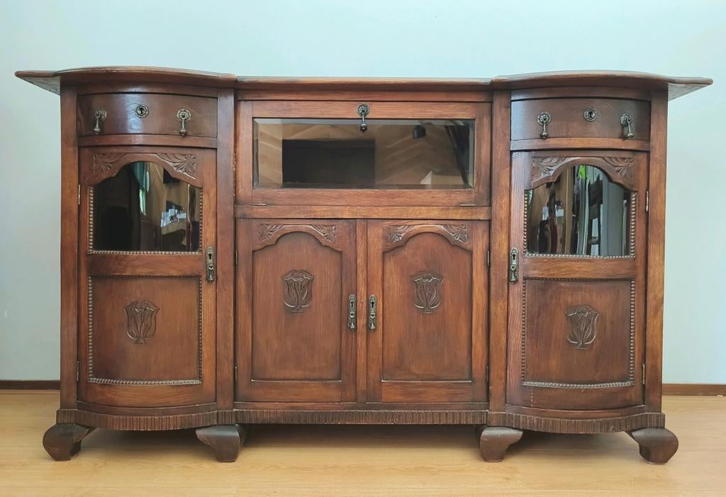 Prachtige antiek commode / dressoir ladekast brocante kast, Ophalen, 50 tot 70 cm, Voetruimte, 100 cm of meer