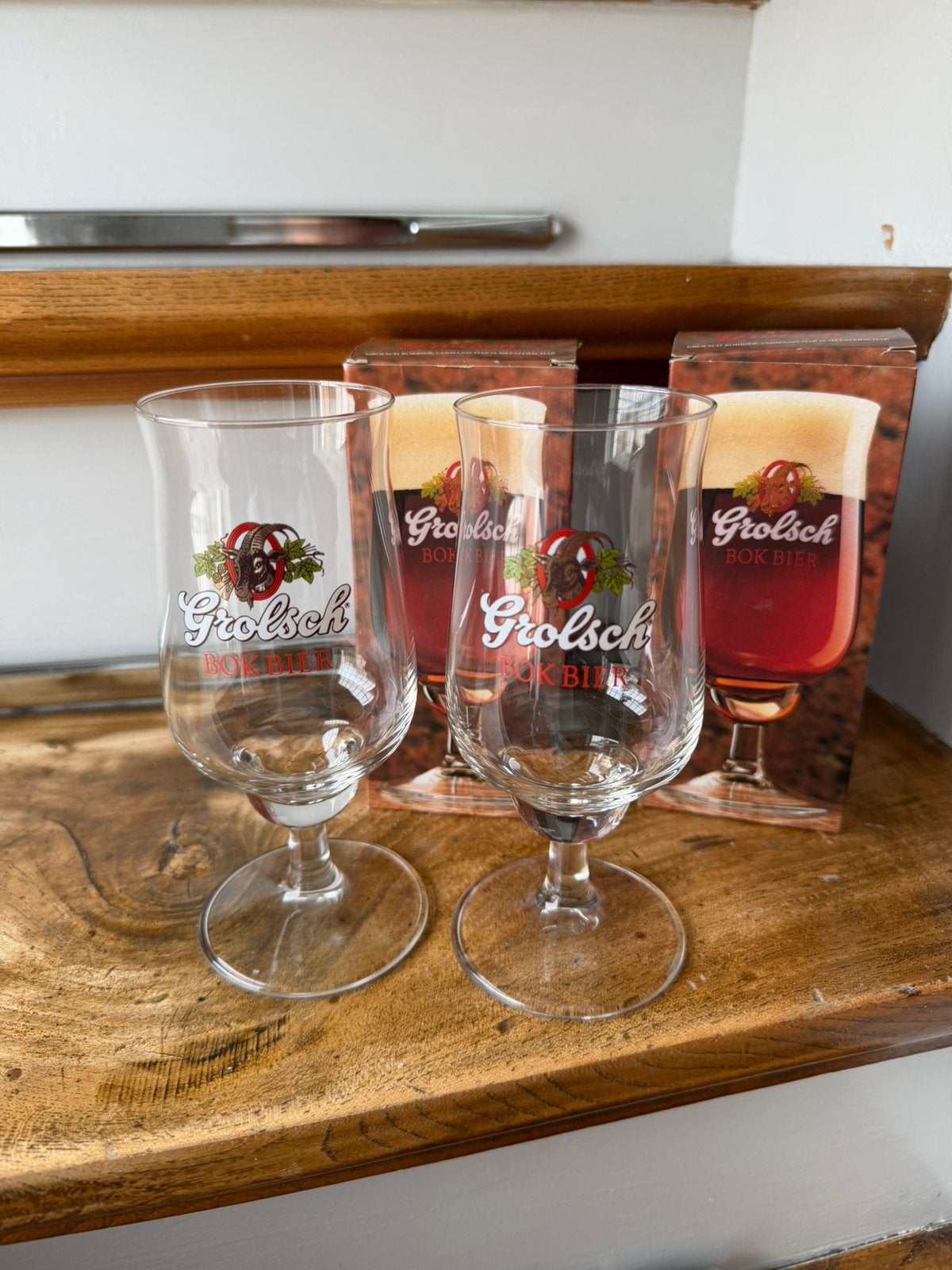 2x Grolsch bokbier glas, Verzamelen, Ophalen of Verzenden, Zo goed als nieuw, Glas of Glazen, Grolsch