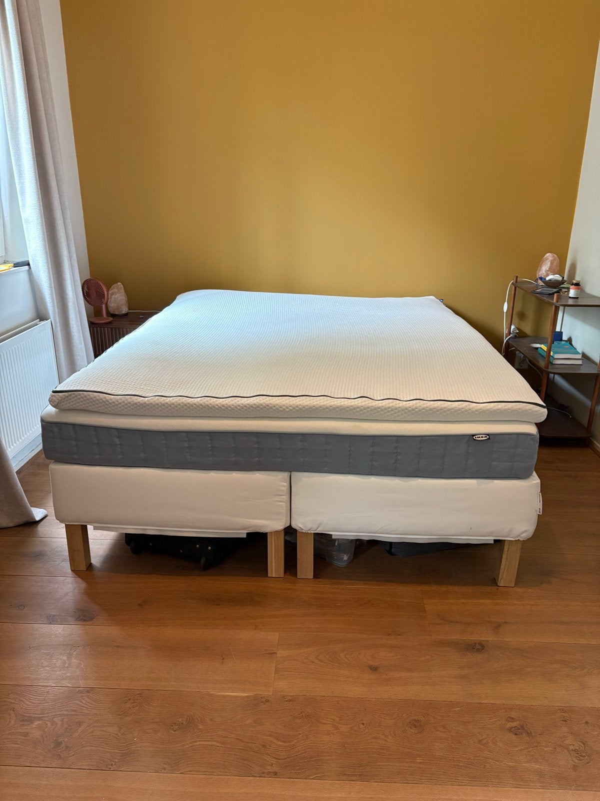 Ikea Boxspring 160x200 met matras en Emma Flip topper, Ophalen, Tweepersoons, Zo goed als nieuw, 200 cm