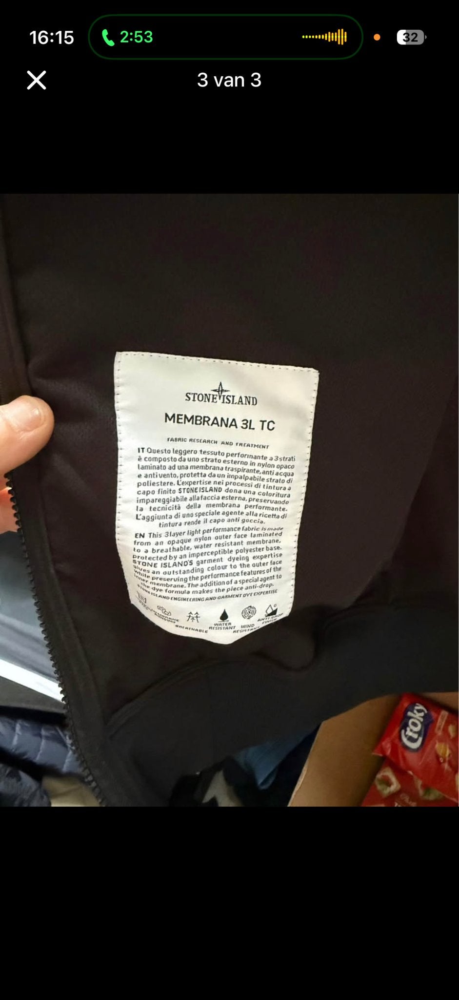 Stone Island Membrana 3L TC Jas Zwart, Ophalen, Nieuw, Maat 48/50 (M), Zwart