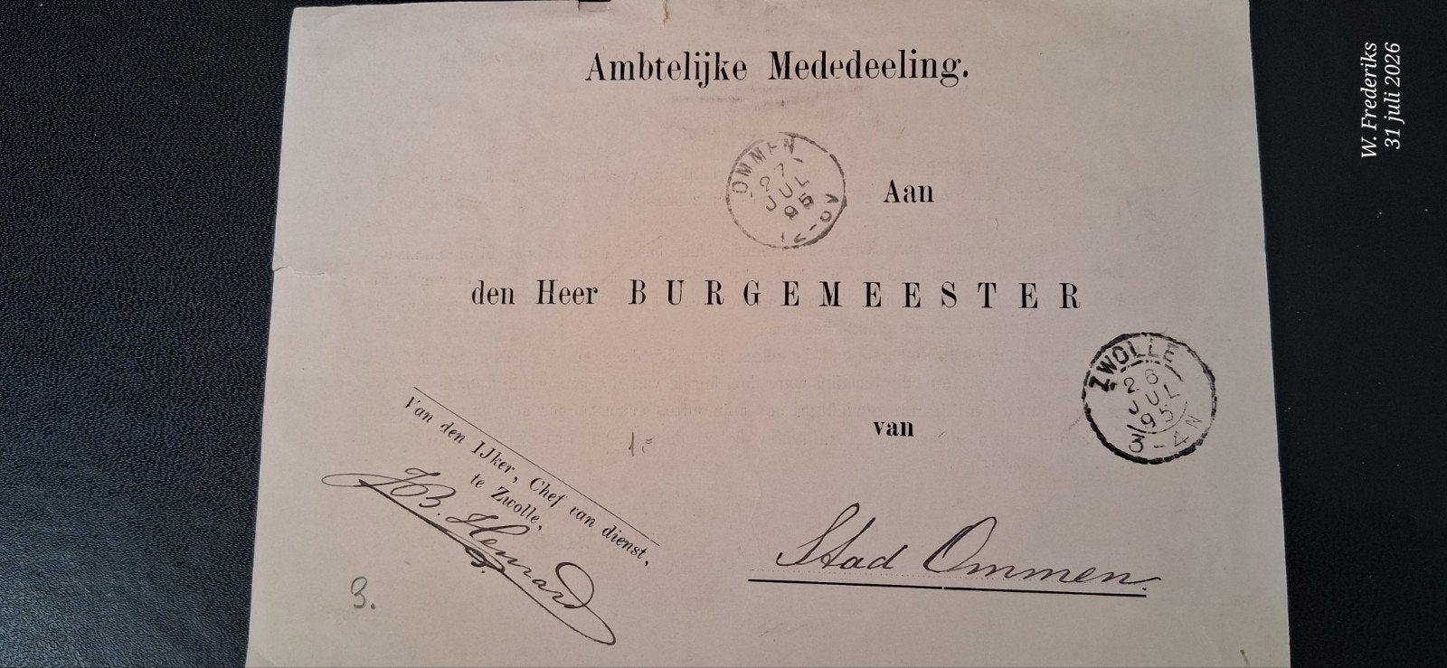 Ambtelijke Mededeeling Herijking 1895, Ophalen of Verzenden, Briefkaart