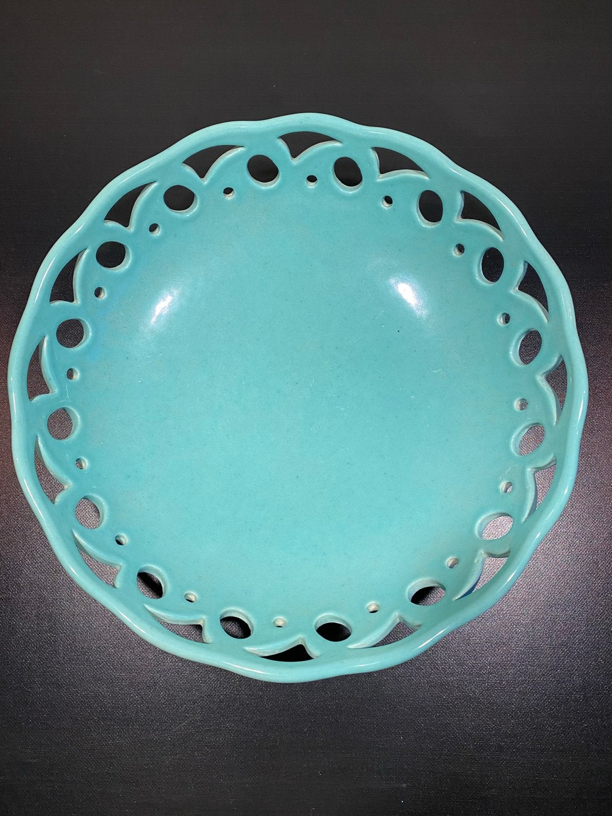 Zenith Gouda 834 turquoise schaal met opengewerkt rand, Ophalen of Verzenden