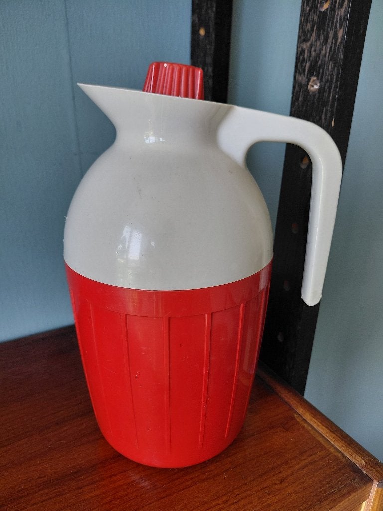 Vintage thermoskan, Kunststof, Ophalen of Verzenden, Rood, Overige typen
