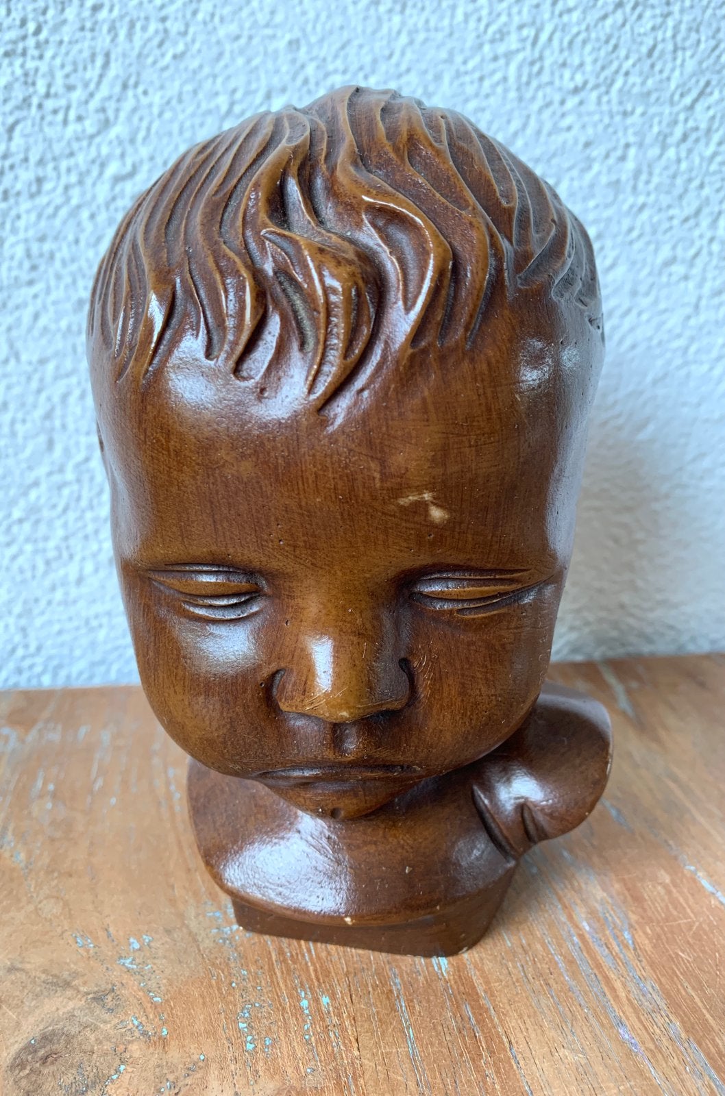 Antieke buste kinderhoofdje Gebroeders van Paridon, Minder dan 20 cm, Gips, Ophalen of Verzenden, Beeld
