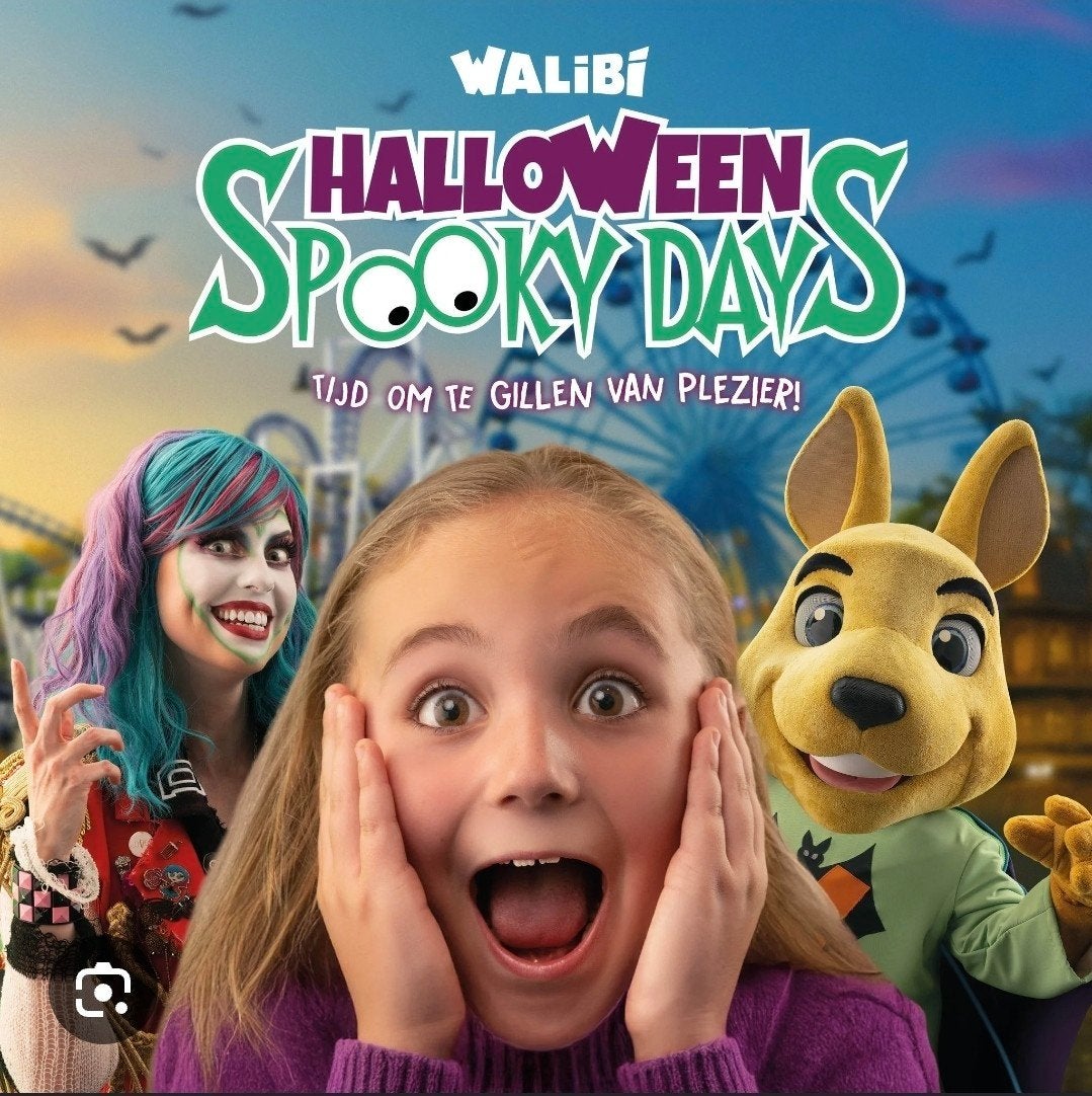 2 kaartjes, 20 oktober Walibi spooky days, Twee personen, Ticket of Toegangskaart