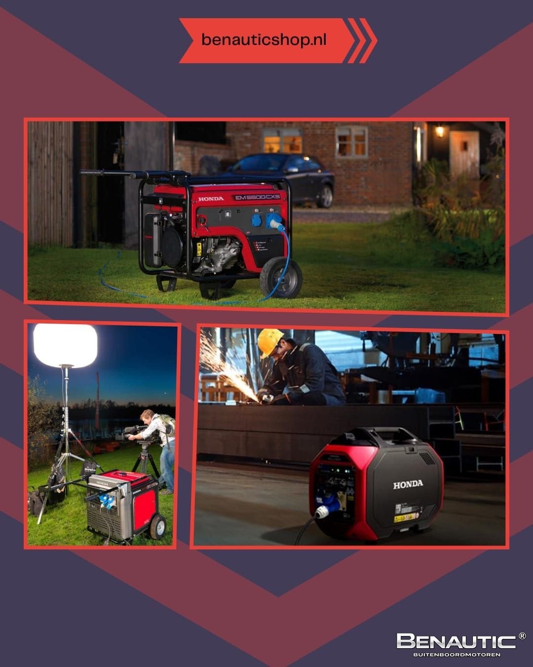 Twinset! 2x Honda EU10i benzine generator aggregaat inverter, -, Benzine, -, Nieuw