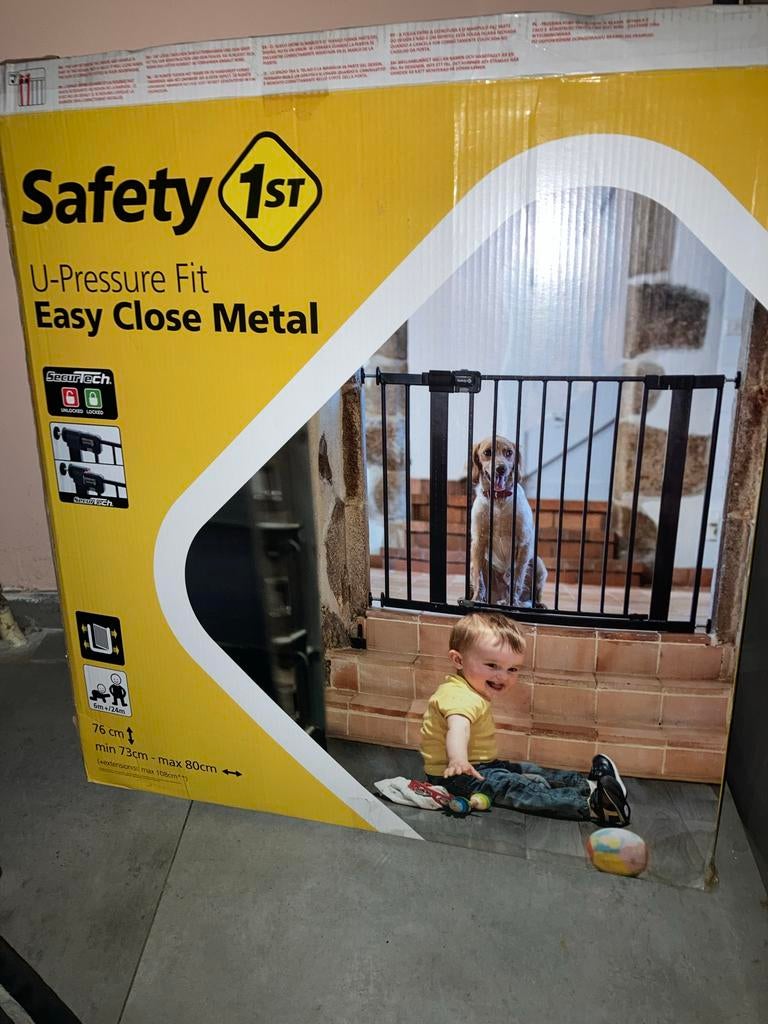 Safety 1st U-Pressure Fit Easy Close Metal kinder/hondenrekj, Ophalen, Nieuw, Klemhekje, Metaal of IJzer