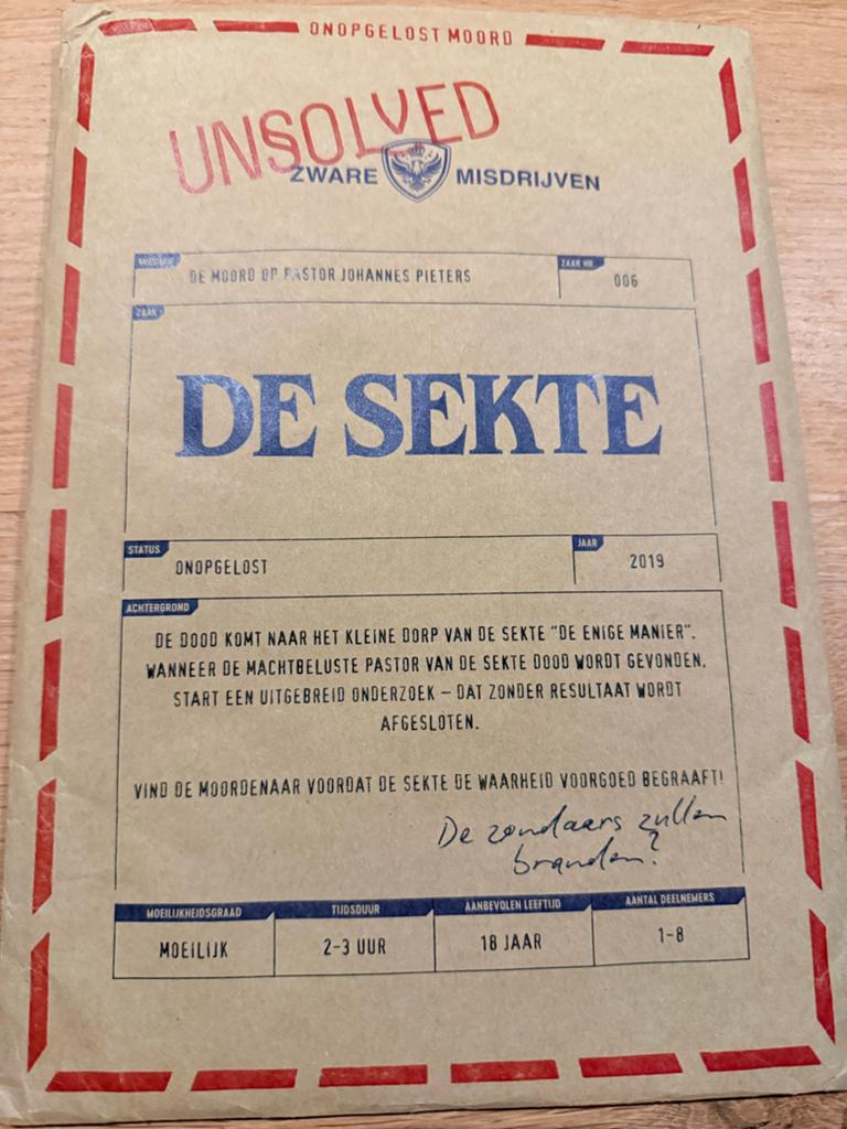 Unsolved Zware Misdrijven: De Sekte - Moordmysterie Spel, Een of twee spelers, Ophalen of Verzenden, Gebruikt