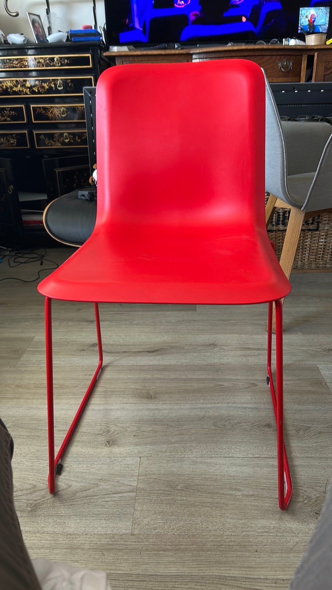 4 rode stoelen Lensvelt, Huis en Inrichting, Stoelen, Ophalen, Overige materialen, Zo goed als nieuw, Vier