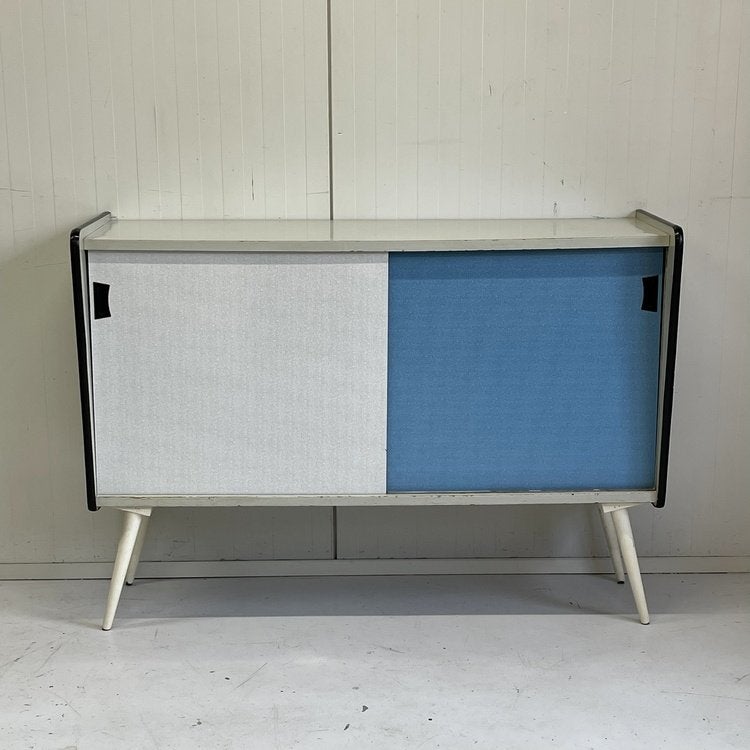 Te gekke vintage schoolkast dressoir schuifdeuren opberger, Ophalen, Gebruikt, Onbekend, Onbekend