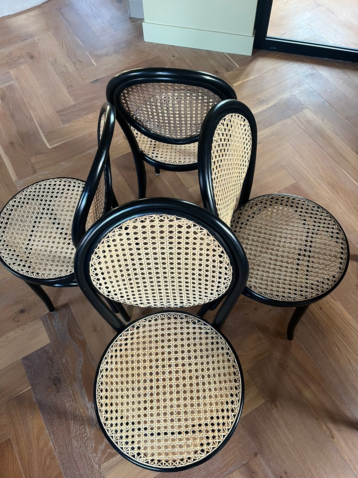4 retro thonet stoelen, Ophalen, Gebruikt, Zwart, Vier