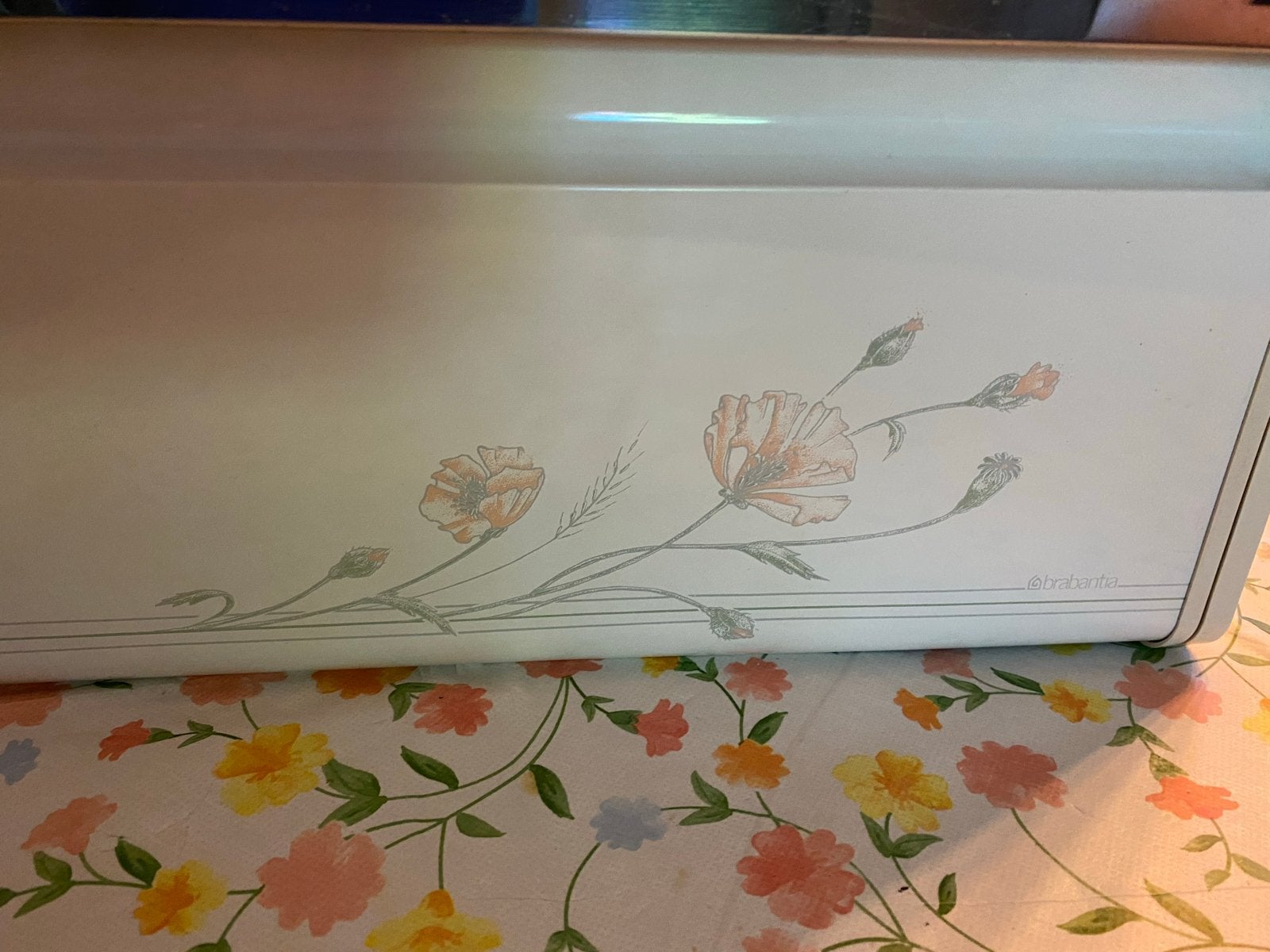 Brabantia Broodtrommel met Bloemmotief, Ophalen, Gebruikt, Metaal, Brabantia